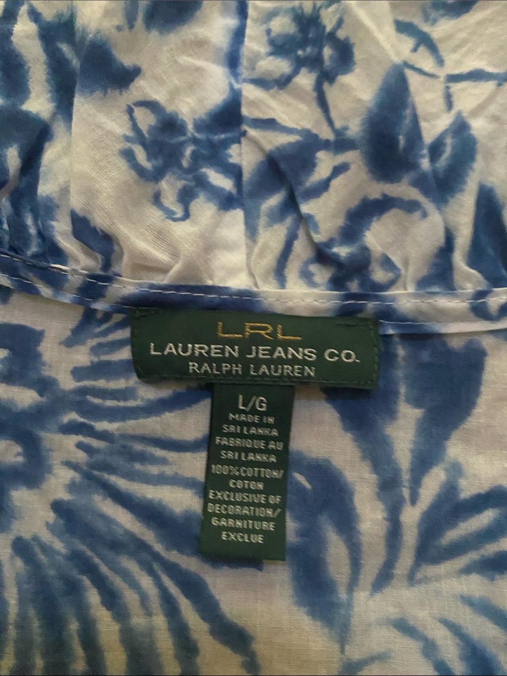 Lauren Jeans Co. 100% Cotton Boho Blouse Top Size Large - Picture 2 of 5